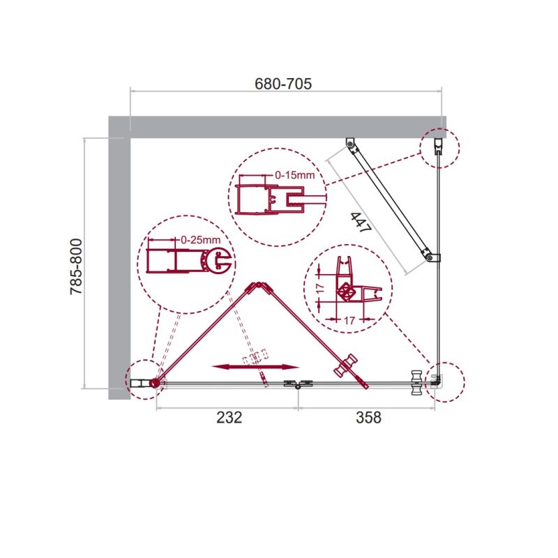 Душевой уголок BelBagno ALBANO-ASH-1-70/80-C-Cr