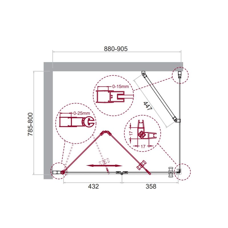 Душевой уголок BelBagno ALBANO-ASH-1-90/80-C-Cr