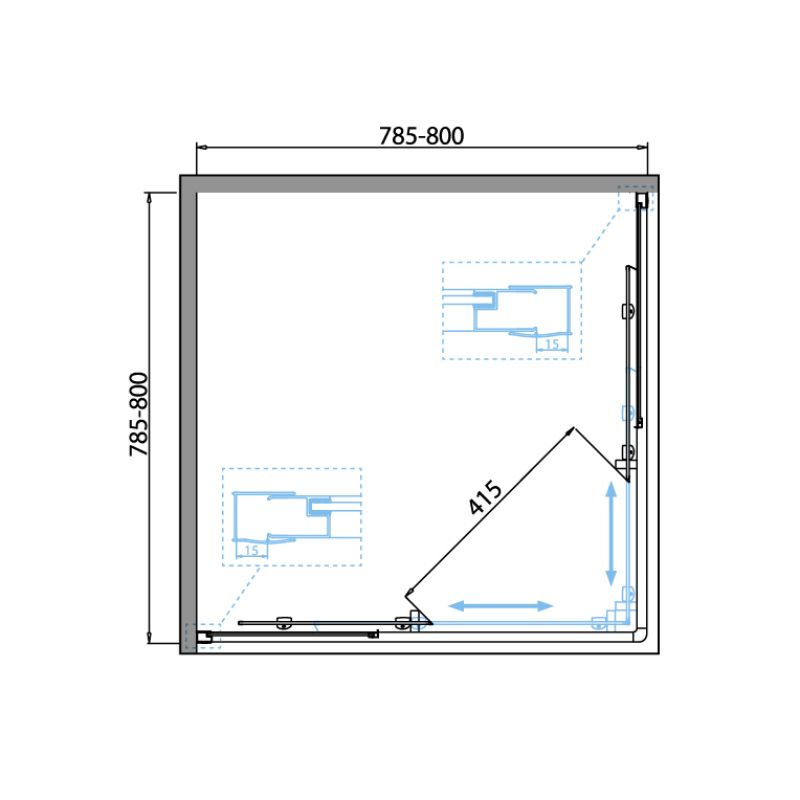 Душевой уголок BelBagno DUE-A-2-80-C-Cr