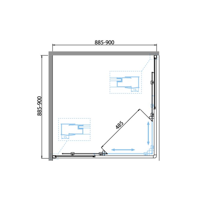 Душевой уголок BelBagno DUE-A-2-90-C-Cr