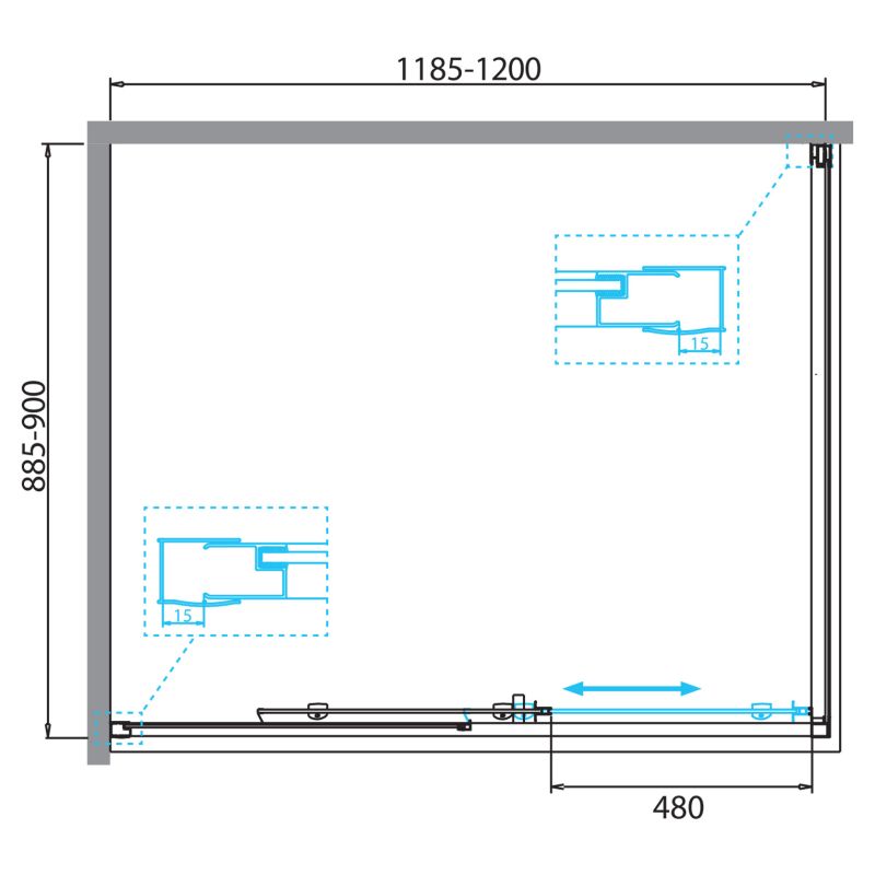 Душевой уголок BelBagno DUE-AH-1-120/90-C-CR