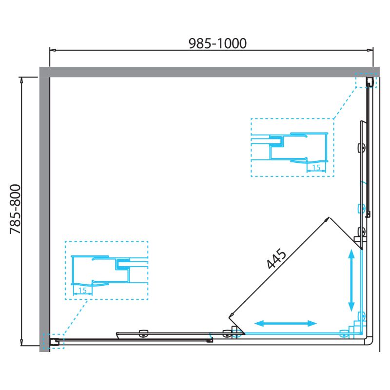 Душевой уголок BelBagno DUE-AH-2-100/80-C-Cr