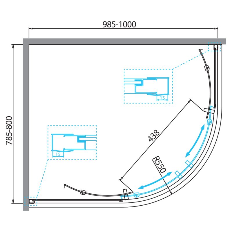 Душевой уголок BelBagno DUE-RH-2-100/80-C-Cr