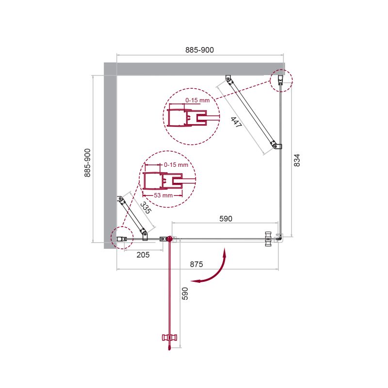 Душевой уголок BelBagno ETNA-A-12-90-C-Cr