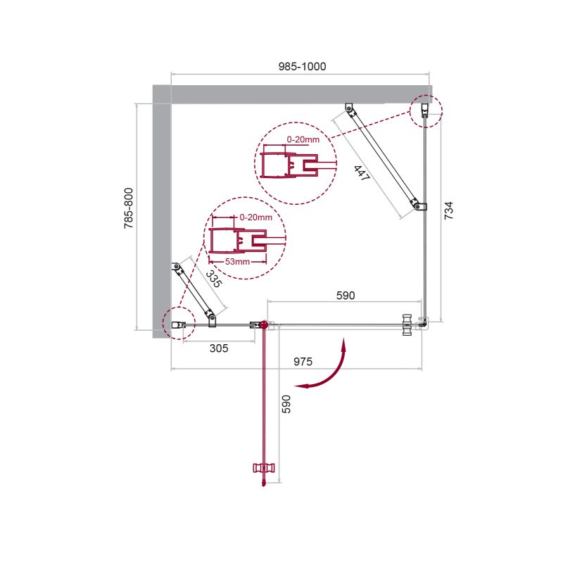 Душевой уголок BelBagno ETNA-AH-12-100/80-C-Cr