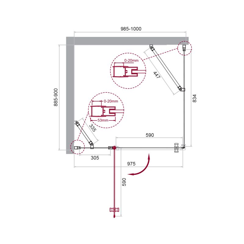 Душевой уголок BelBagno ETNA-AH-12-100/90-C-Cr