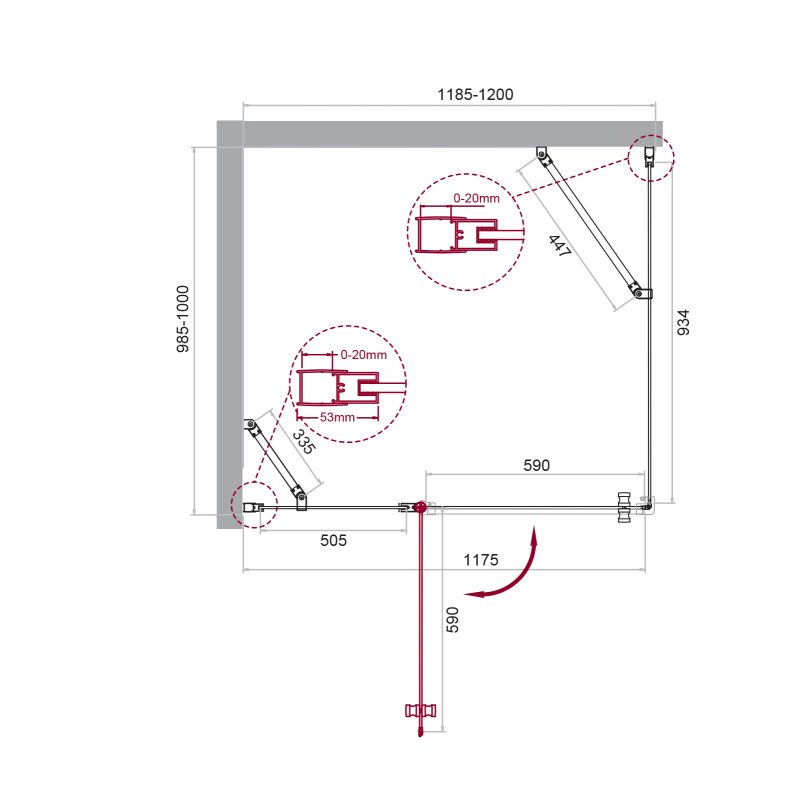 Душевой уголок BelBagno ETNA-AH-12-120/100-C-Cr