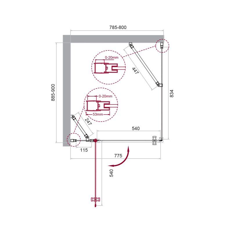 Душевой уголок BelBagno ETNA-AH-12-80/90-C-Cr