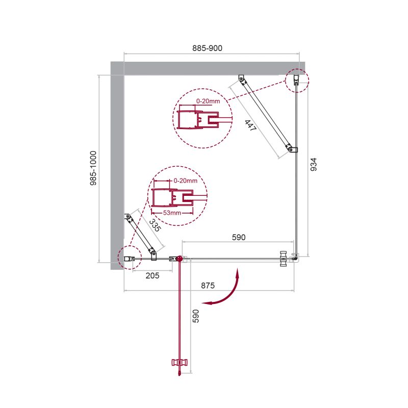 Душевой уголок BelBagno ETNA-AH-12-90/100-C-Cr