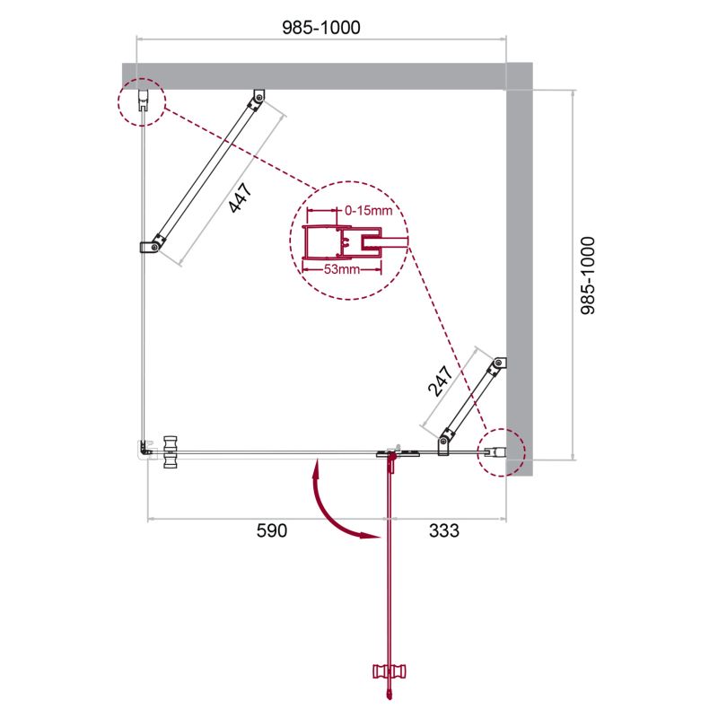 Душевой уголок BelBagno KRAFT-A-12-100-C-Cr-R