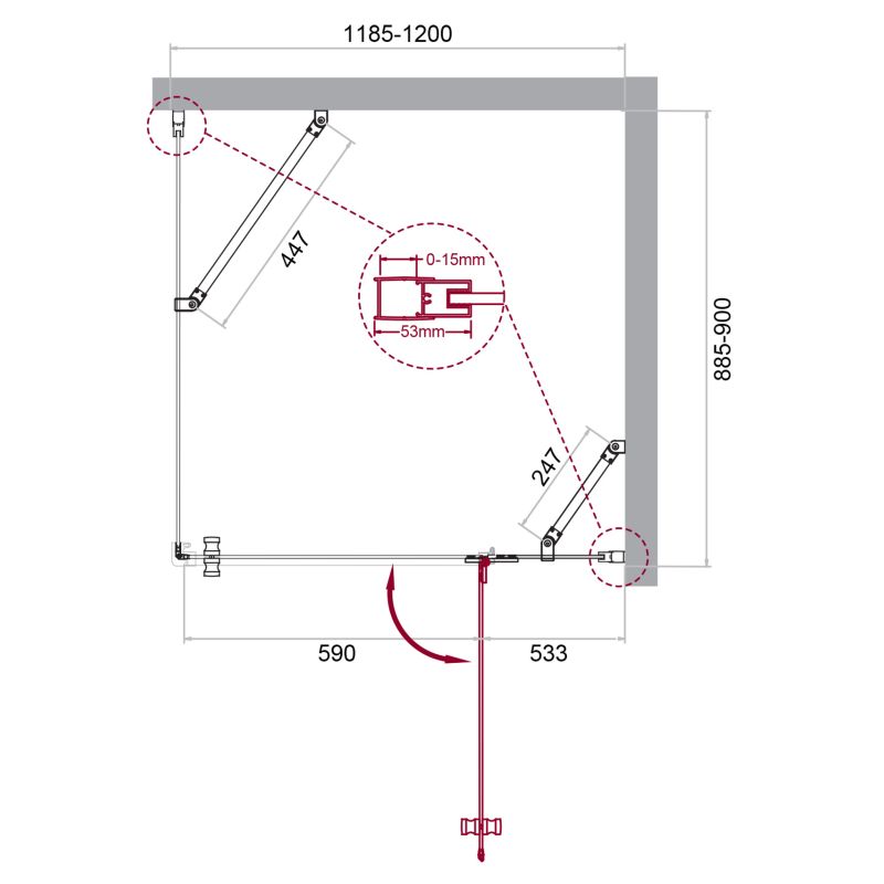 Душевой уголок BelBagno KRAFT-AH-12-120/90-C-Cr-R