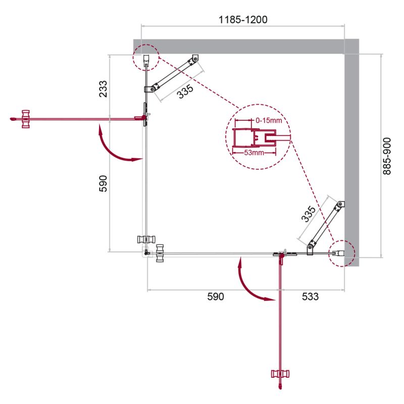 Душевой уголок BelBagno KRAFT-AH-22-120/90-C-Cr-R