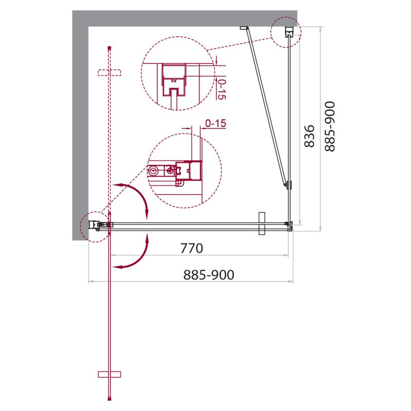 Душевой уголок BelBagno MARMI-A-1-90-C-Cr