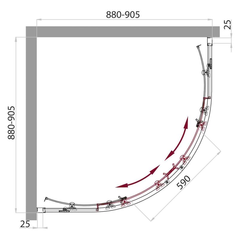 Душевой уголок BelBagno SELA-R-2-90-C-Cr