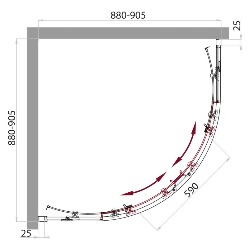 Душевой уголок BelBagno SELA-R-2-90-P-Cr