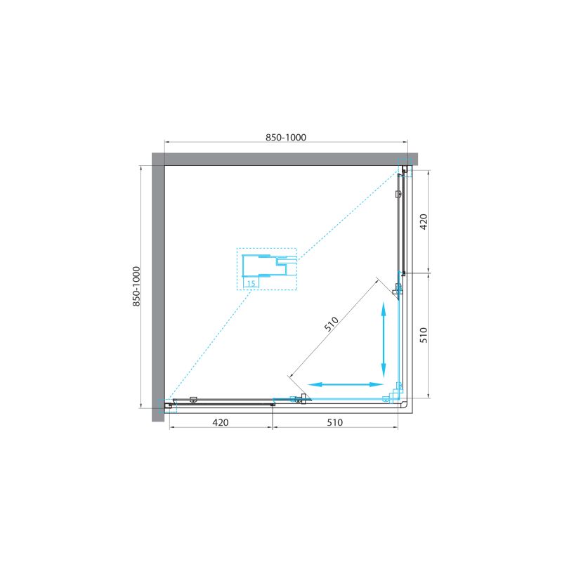 Душевой уголок BelBagno UNIQUE-A-2-85/100-C-Cr