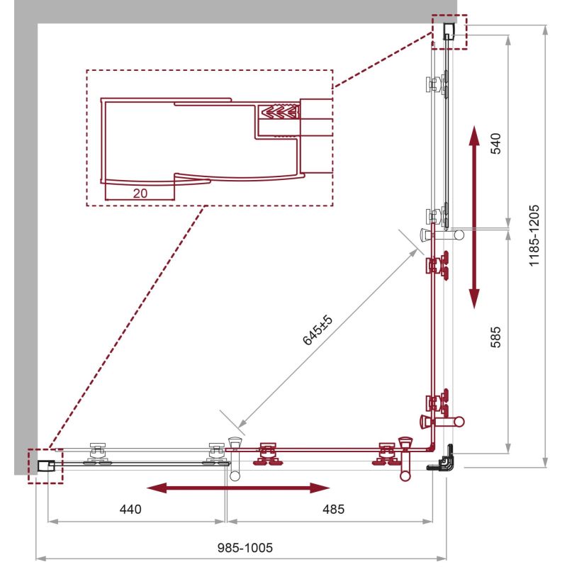 Душевой уголок BelBagno UNO-195-AH-2-120/100-C-Cr