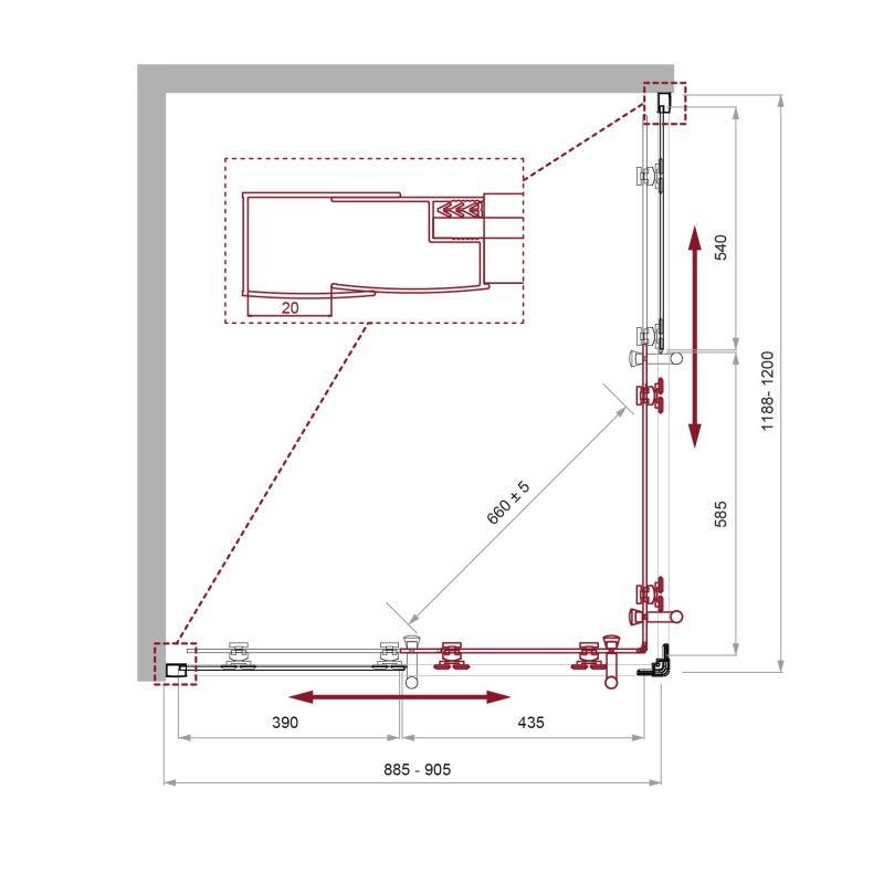 Душевой уголок BelBagno UNO-195-AH-2-120/90-P-Cr