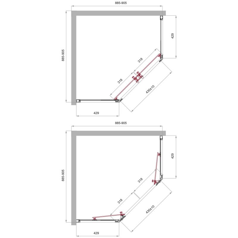 Душевой уголок BelBagno UNO-195-P-2-90-C-Cr