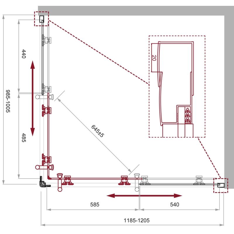 Душевой уголок BelBagno UNO-195-AH-2-120/100-CH-CR