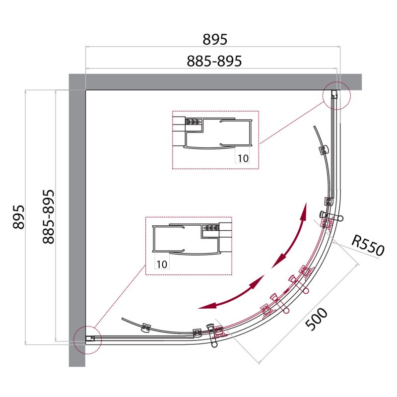 Душевой уголок BelBagno UNO-195-R-2-90-P-NERO