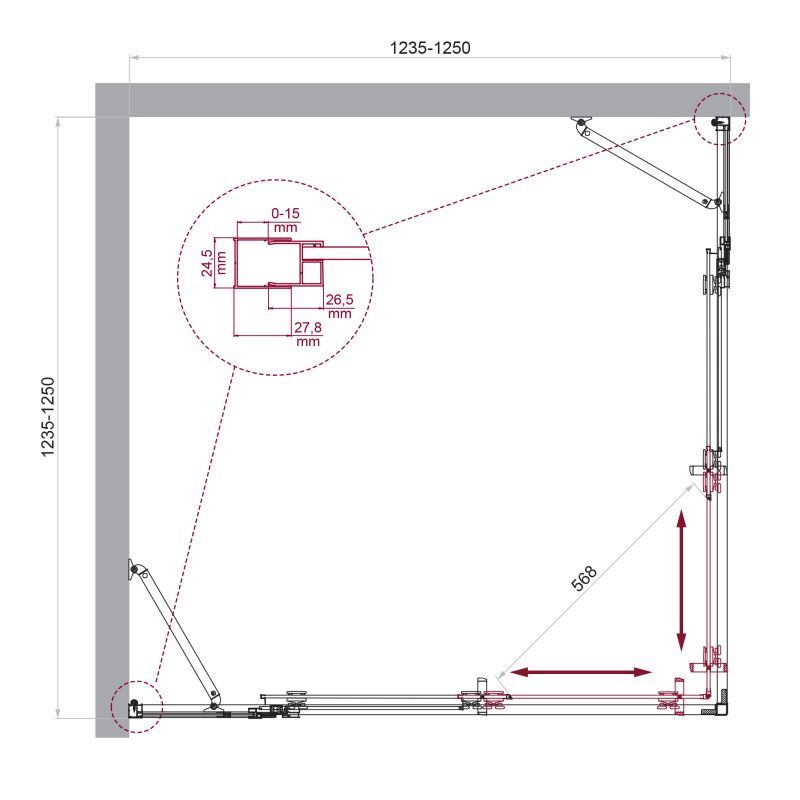 Душевой уголок BelBagno LUCE-A-22-100+25-C-Cr