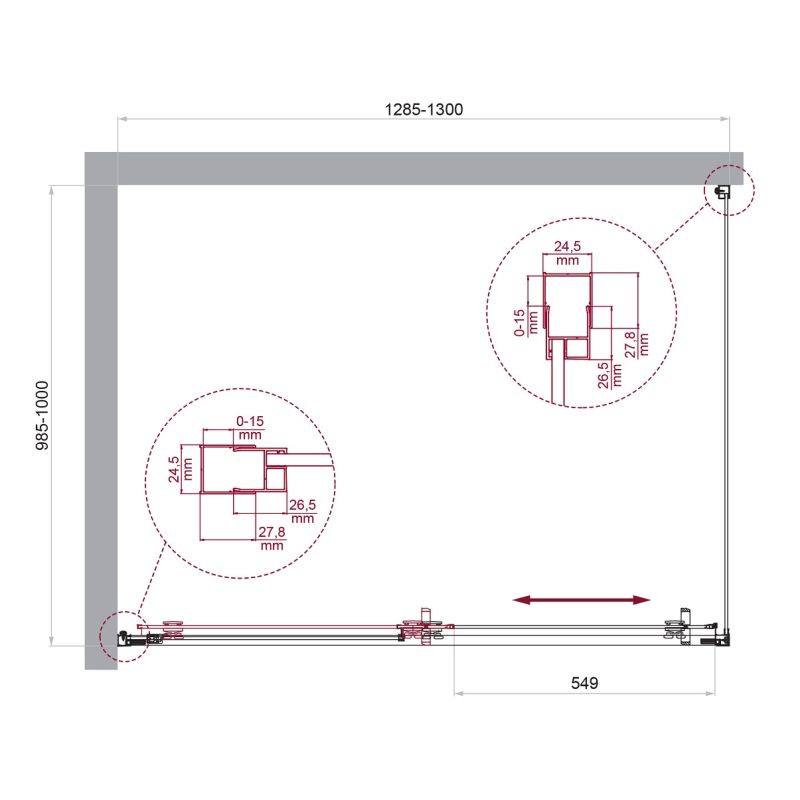 Душевой уголок BelBagno LUCE-AH-1-130/100-C-Cr