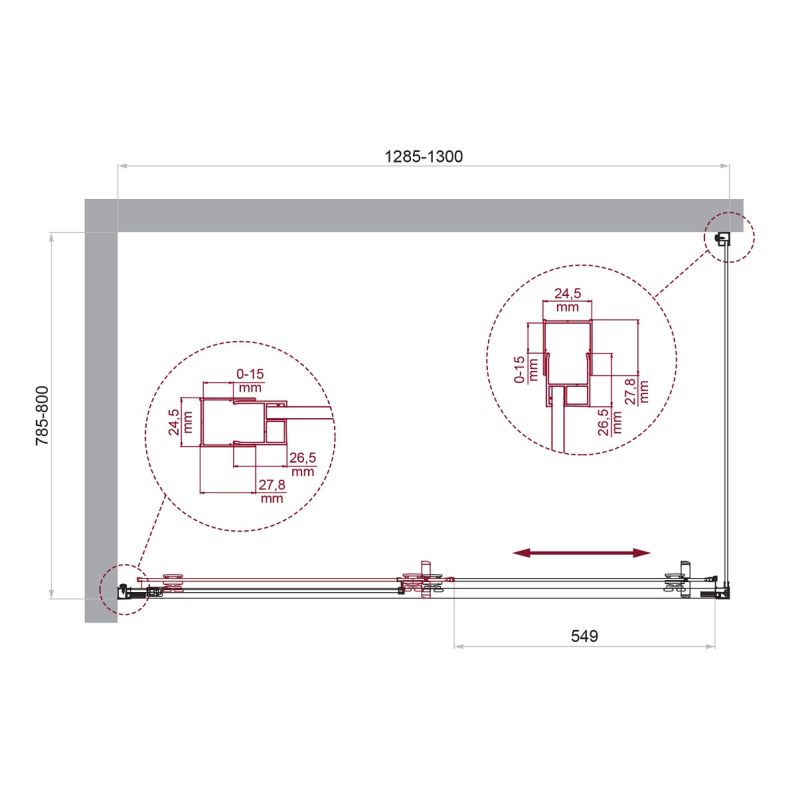 Душевой уголок BelBagno LUCE-AH-1-130/80-C-Cr