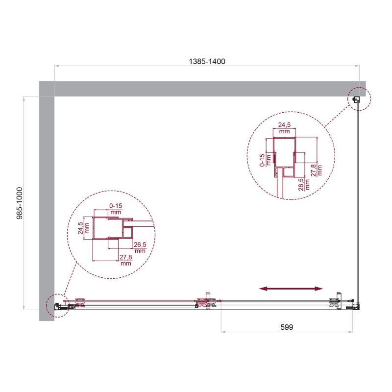 Душевой уголок BelBagno LUCE-AH-1-140/100-C-Cr