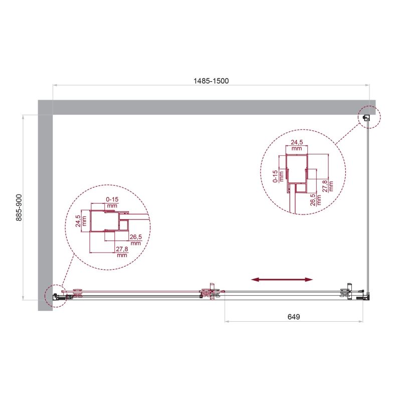 Душевой уголок BelBagno LUCE-AH-1-150/90-C-Cr