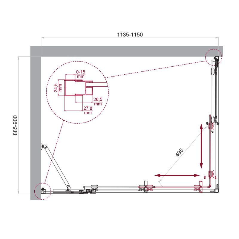 Душевой уголок BelBagno LUCE-AH-21-115/90-C-Cr