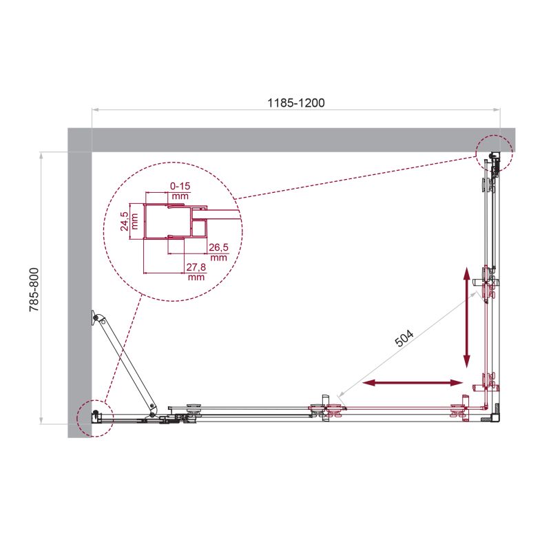 Душевой уголок BelBagno LUCE-AH-21-120/80-P-Cr