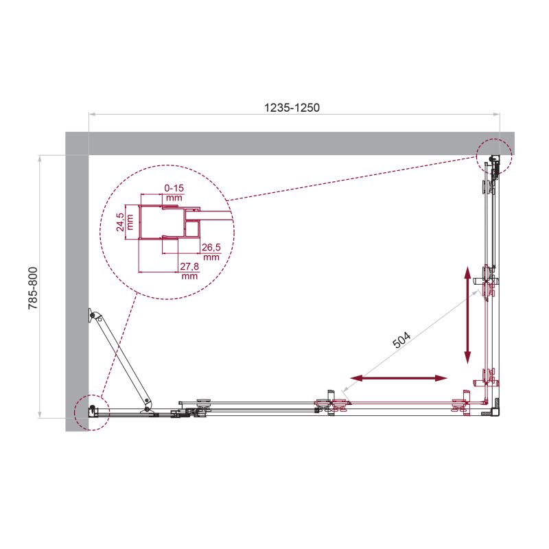 Душевой уголок BelBagno LUCE-AH-21-125/80-C-Cr