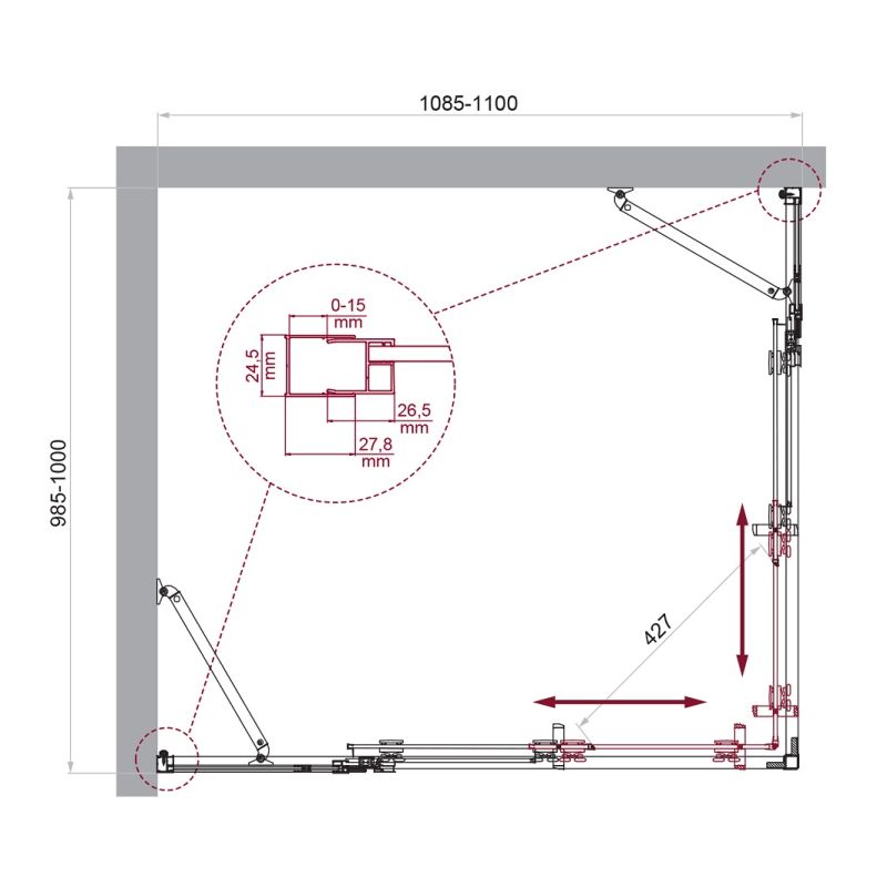 Душевой уголок BelBagno LUCE-AH-22-110/100-C-Cr