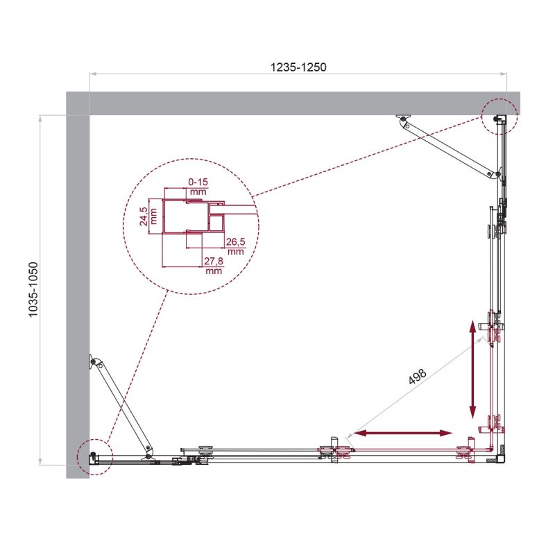 Душевой уголок BelBagno LUCE-AH-22-125/105-C-Cr