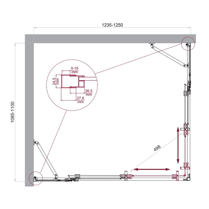 Душевой уголок BelBagno LUCE-AH-22-125/110-C-Cr