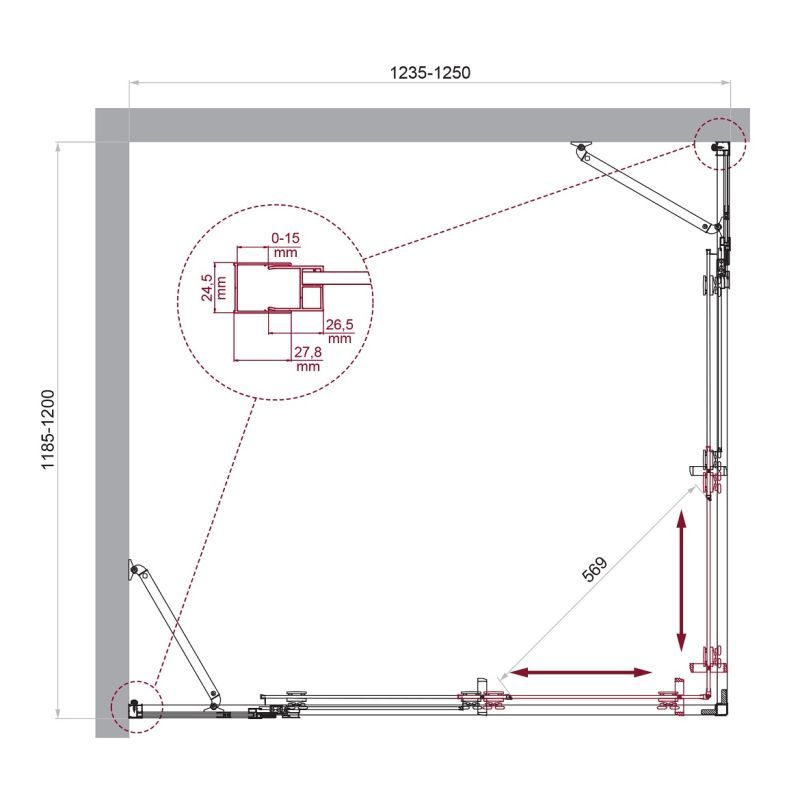 Душевой уголок BelBagno LUCE-AH-22-125/120-C-Cr