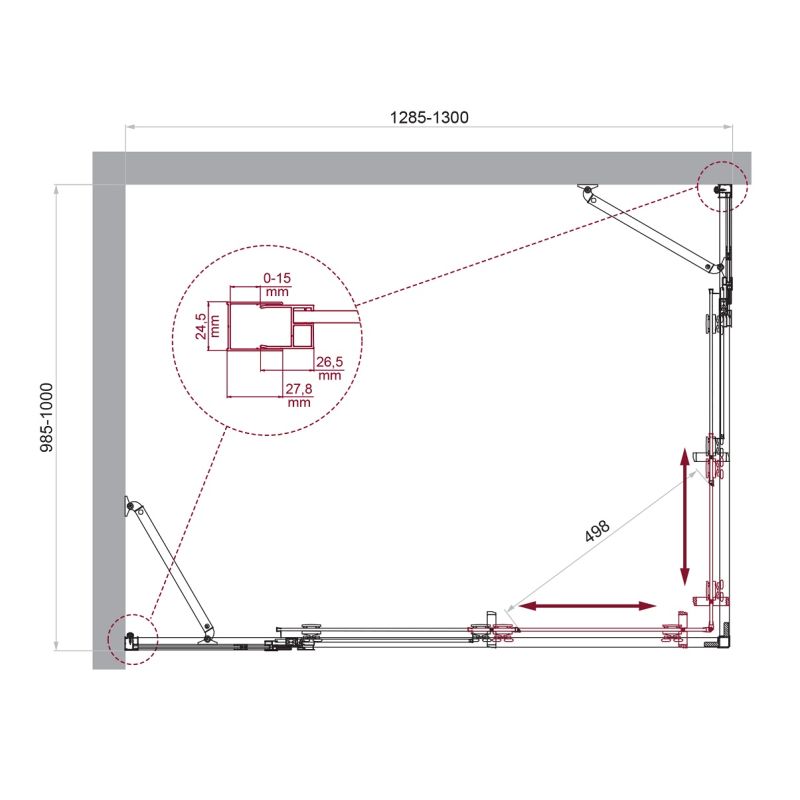Душевой уголок BelBagno LUCE-AH-22-130/100-C-Cr