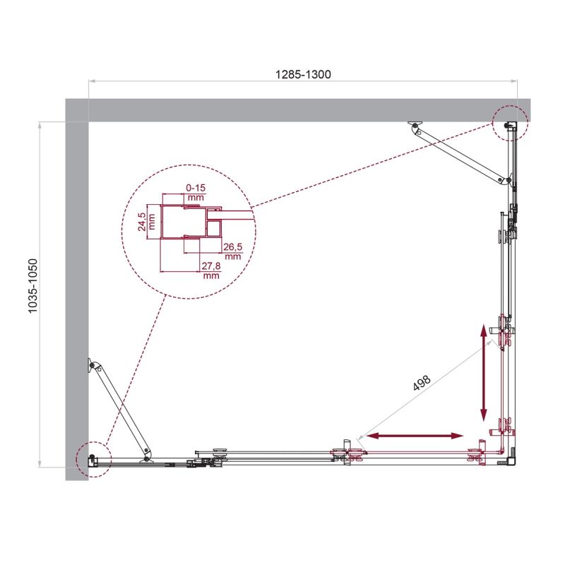 Душевой уголок BelBagno LUCE-AH-22-130/105-C-Cr