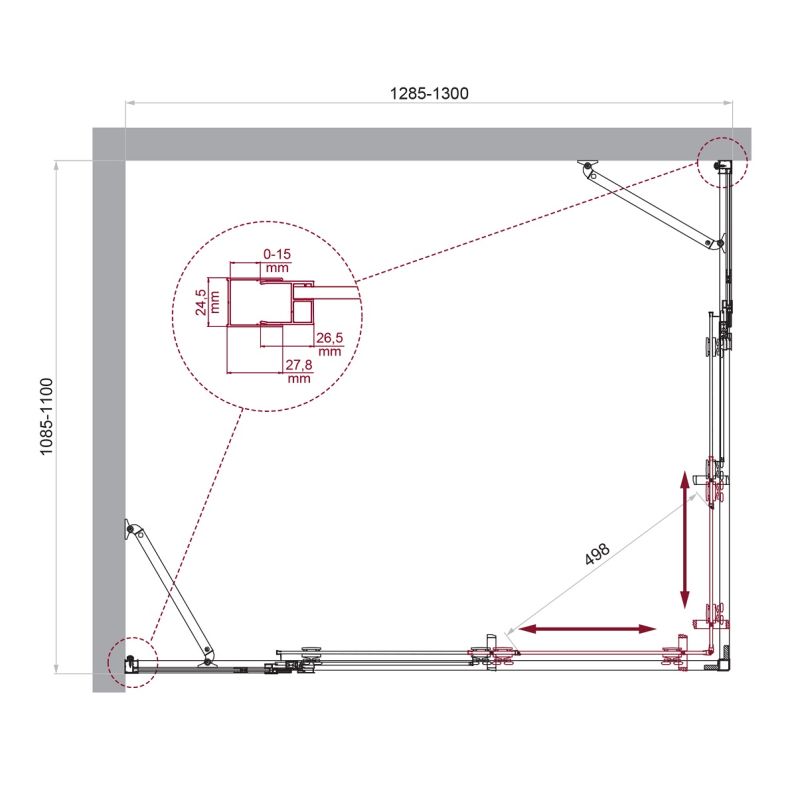 Душевой уголок BelBagno LUCE-AH-22-130/110-C-Cr
