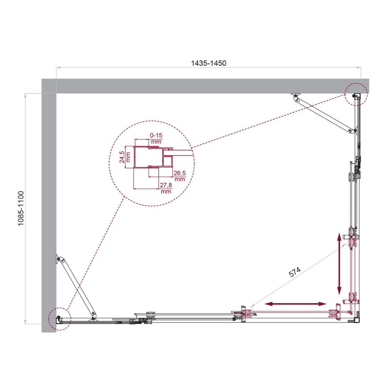 Душевой уголок BelBagno LUCE-AH-22-145/110-C-Cr
