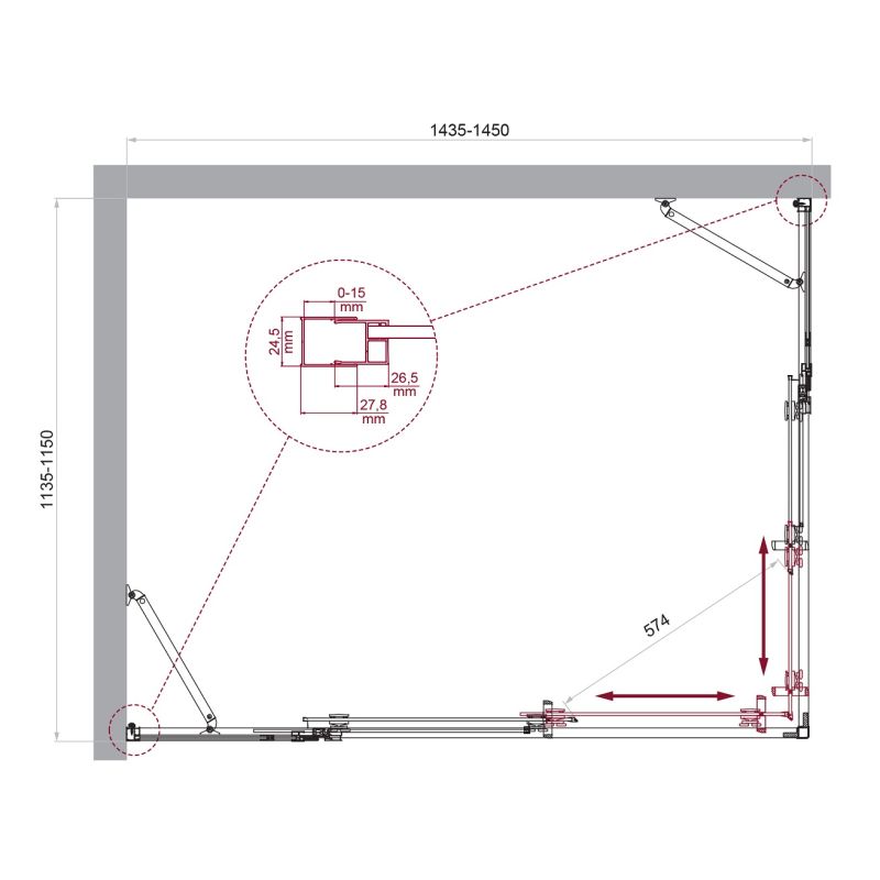 Душевой уголок BelBagno LUCE-AH-22-145/115-C-Cr