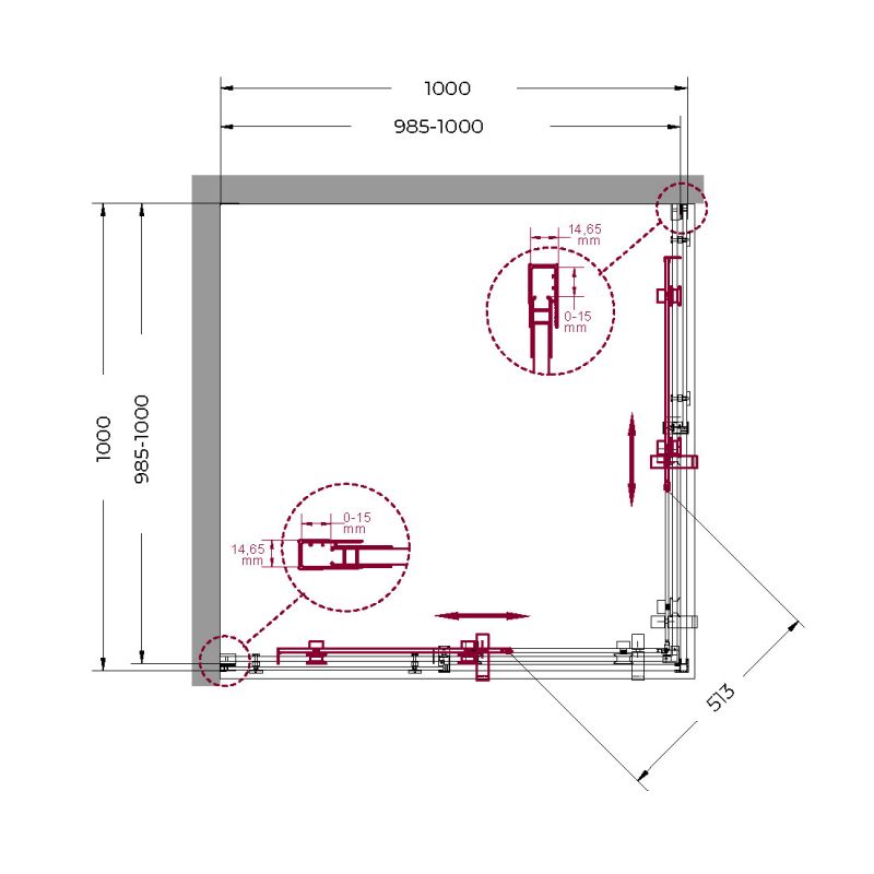 Душевой уголок BelBagno MARINO-A-2-100-C-NERO