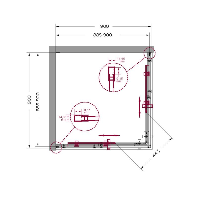 Душевой уголок BelBagno MARINO-A-2-90-C-NERO