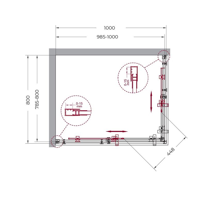 Душевой уголок BelBagno MARINO-AH-2-100/80-C-CR