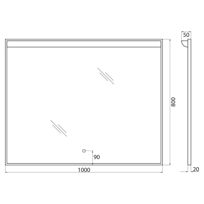 Зеркало BelBagno SPC-UNO-1000-800-TCH
