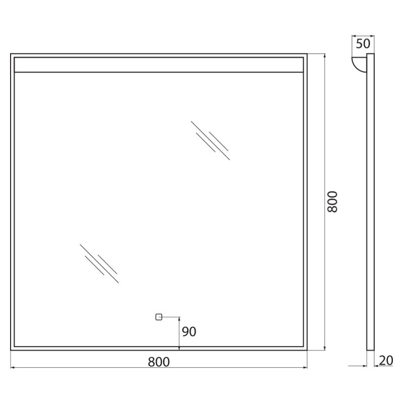 Зеркало BelBagno SPC-UNO-800-800-TCH