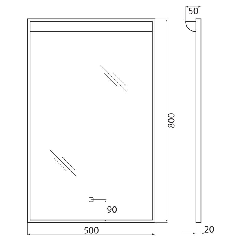 Зеркало BelBagno SPC-UNO-500-800-TCH