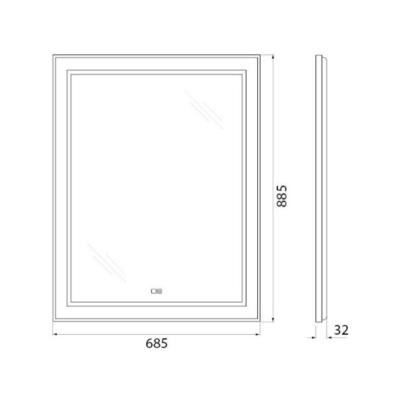 Зеркало BelBagno SPC-KRAFT-685-885-TCH-WARM
