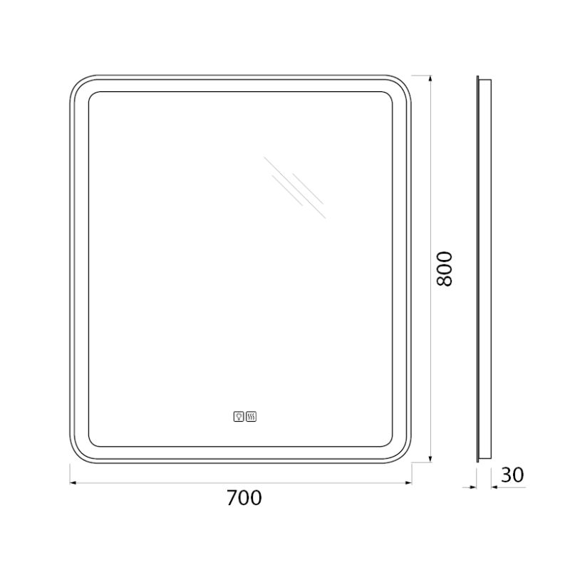 Зеркало BelBagno SPC-MAR-700-800-LED-TCH-WARM
